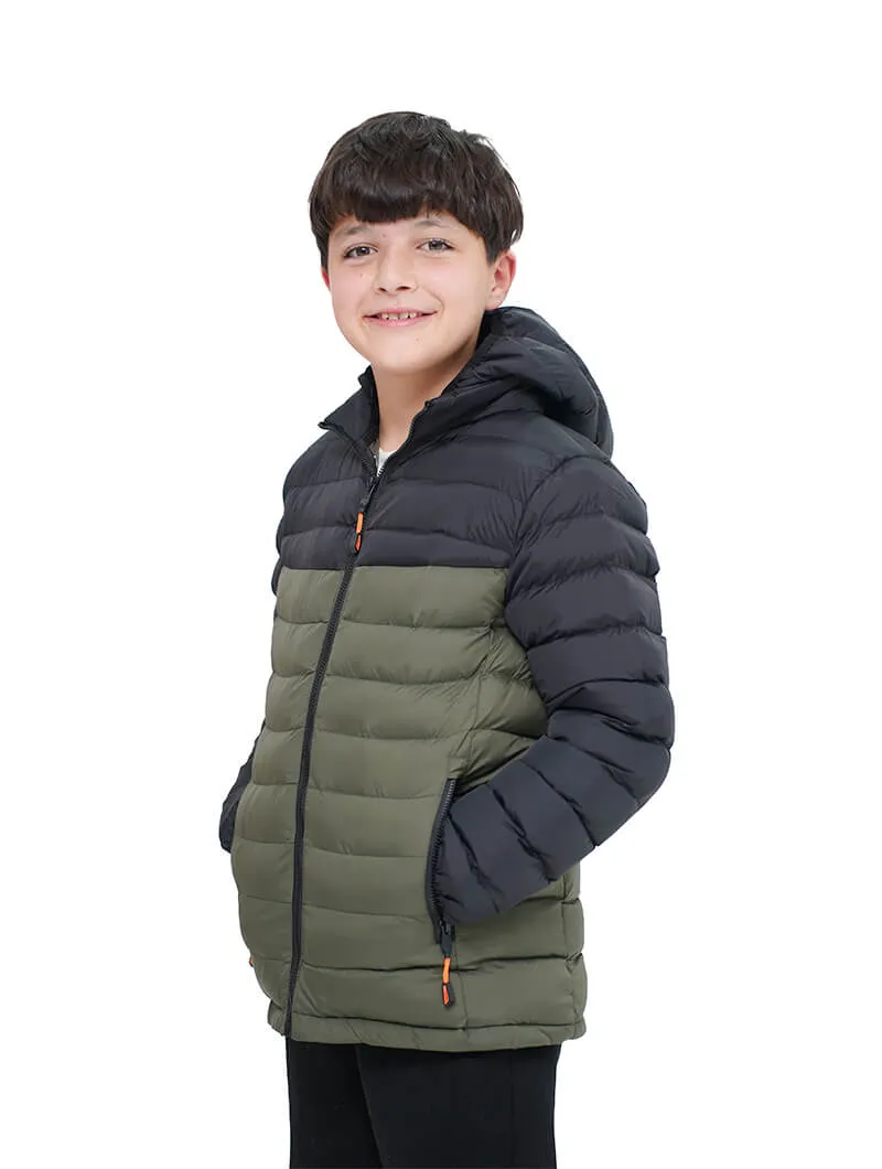 Doudoune à capuche bicolore